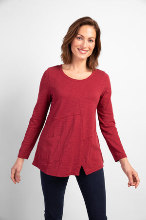 Habitat Fall/Winter 2023-H27503F3-Pieced Tunic-Cranberry - The Coach Pyramids