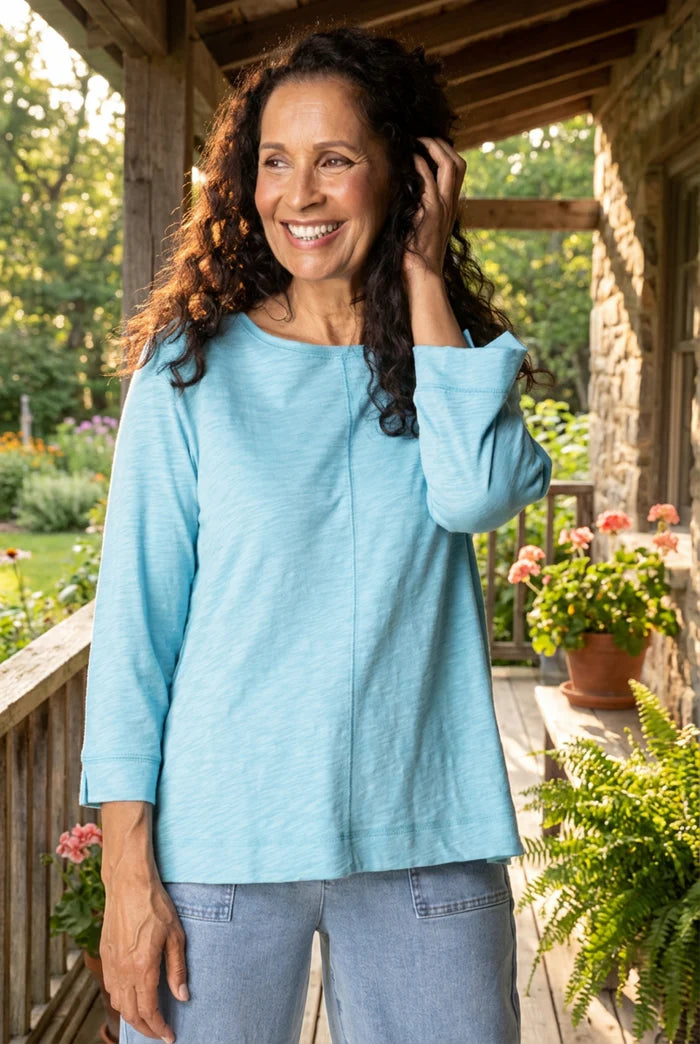 Habitat-H27522S6-Cover Stitch Boat Neck Top-Dew Drop - The Coach Pyramids