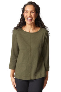 Habitat-H27522S6-Cover Stitch Boat Neck Top-Leaf - The Coach Pyramids