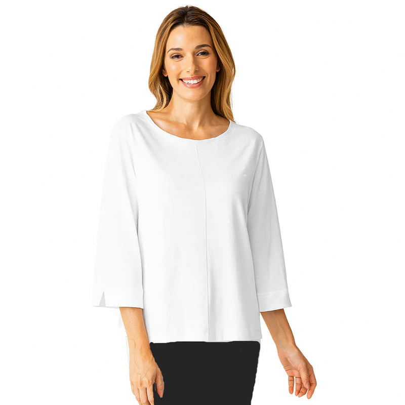 Habitat-H27522S6-Cover Stitch Boat Neck Top-White - The Coach Pyramids