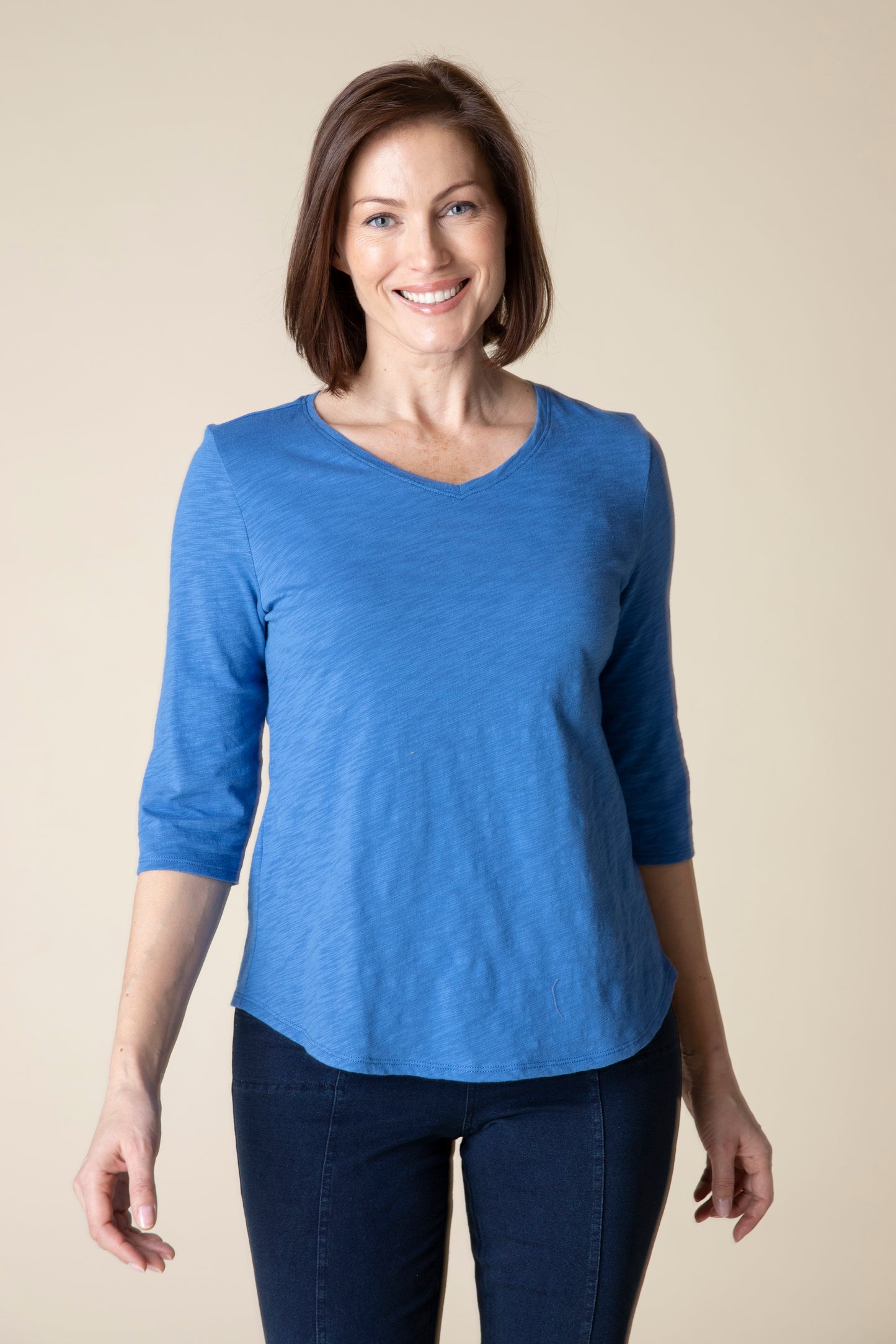 Habitat Fall 2024-H27527F4-Elbow Sleeve Tee-Cobalt - The Coach Pyramids