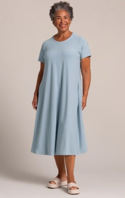 Sympli Spring/Summer 2025-28198-1-Fit And Flare Dress-Stone Blue - The Coach Pyramids