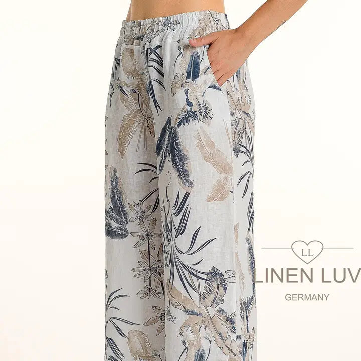 Linen Luv-PT865-11-French Linen Pant Print-Bianco - The Coach Pyramids