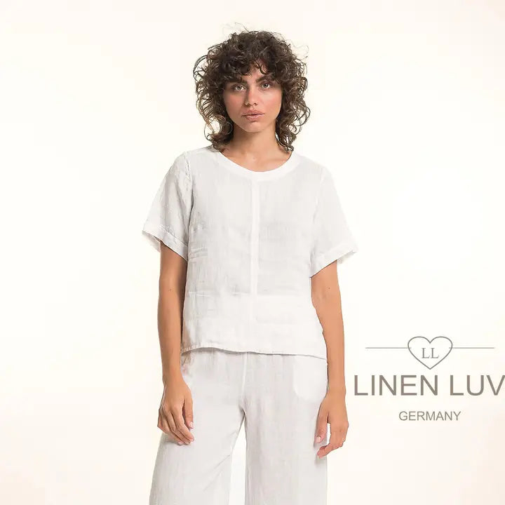 Linen Luv-TP1710-11-French Linen Blouse-Bianco - The Coach Pyramids