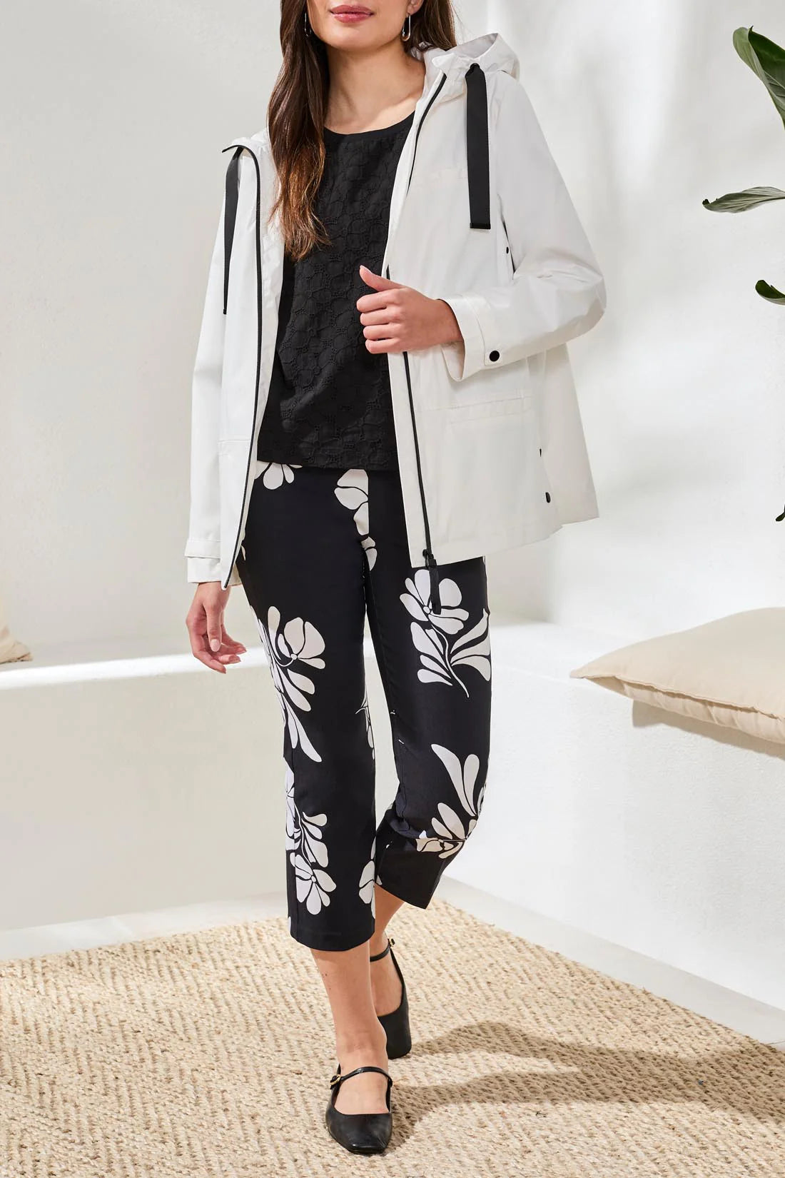 Tribal Zip Front Rain Coat W/Hood-3051O-0001-White - The Coach Pyramids