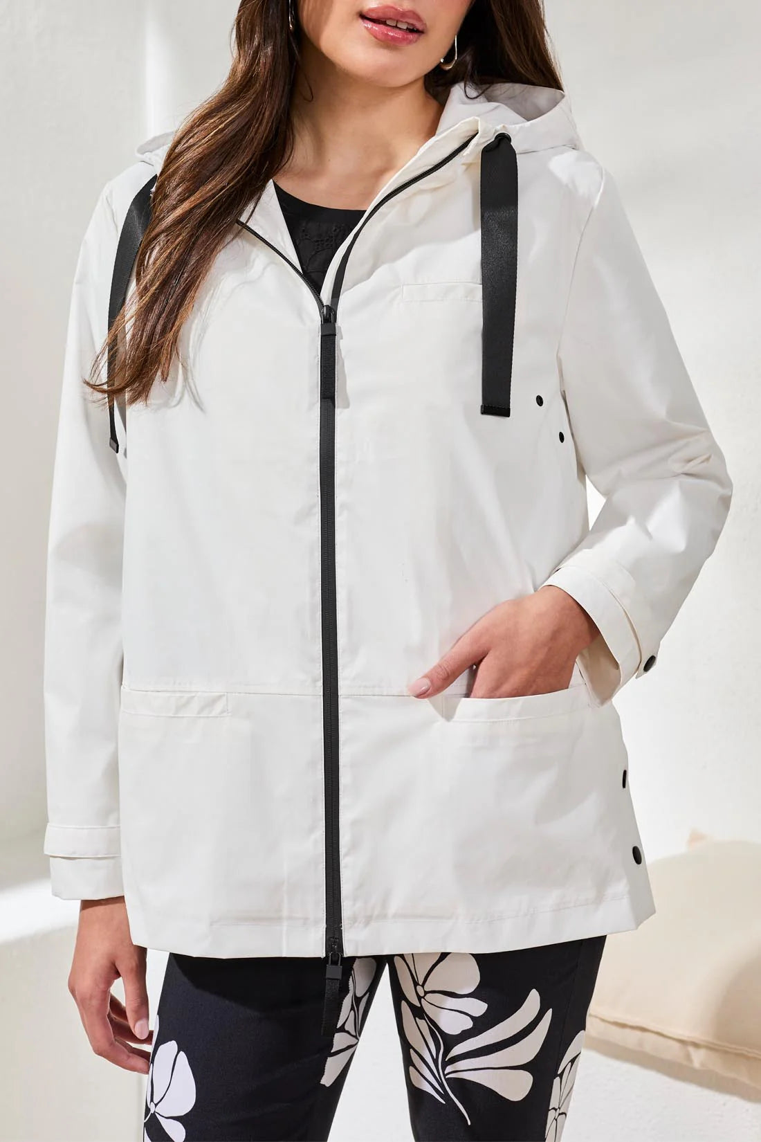 Tribal Zip Front Rain Coat W/Hood-3051O-0001-White - The Coach Pyramids
