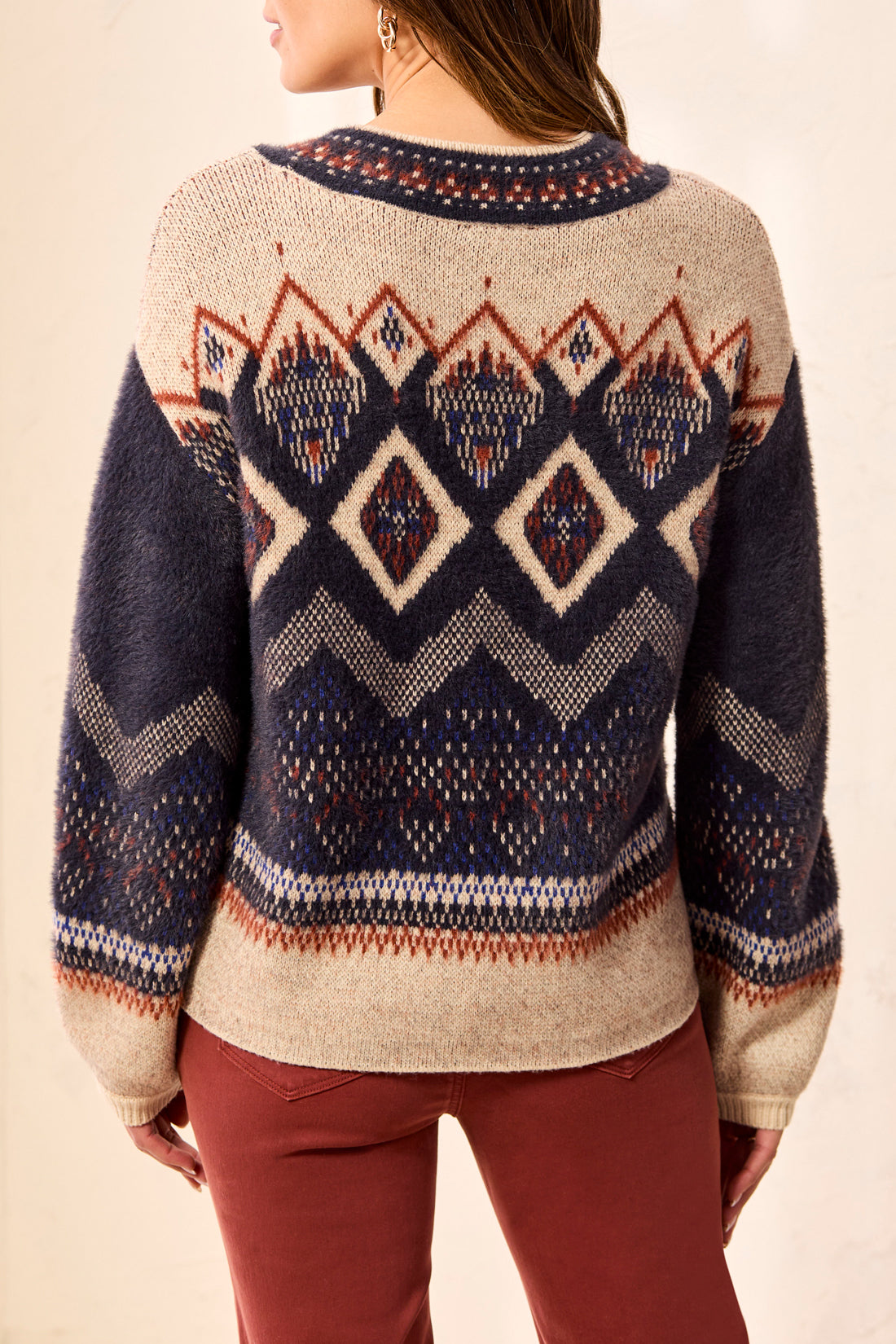 Tribal-L/S Mock Neck Sweater-3131O-0805-Sapphire - The Coach Pyramids