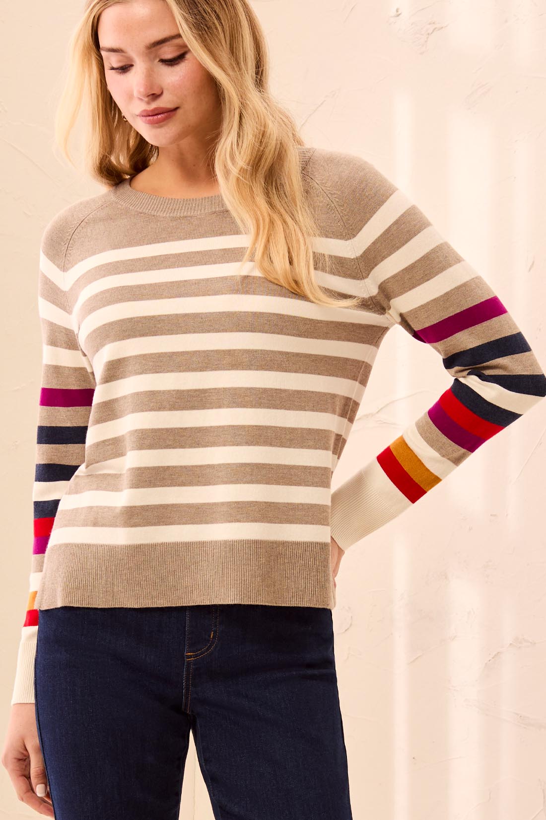 Tribal-L/S Crew Neck Sweaters-3132O-1921-Fossil - The Coach Pyramids