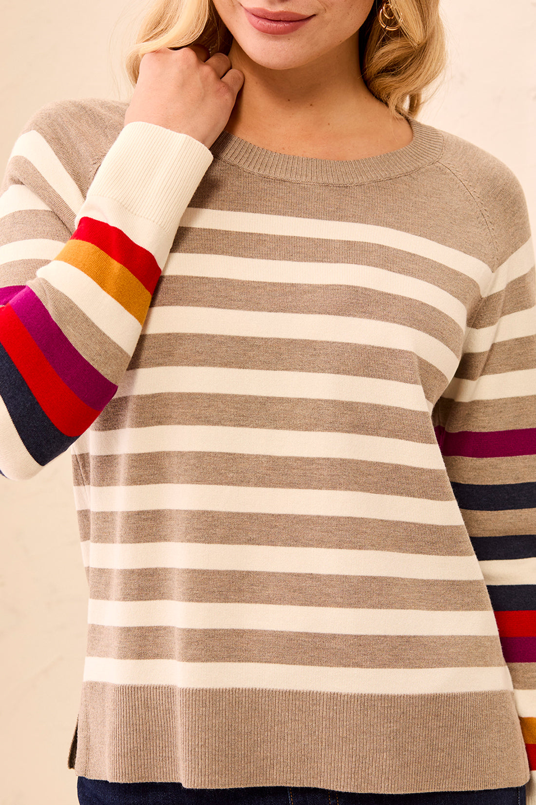 Tribal-L/S Crew Neck Sweaters-3132O-1921-Fossil - The Coach Pyramids