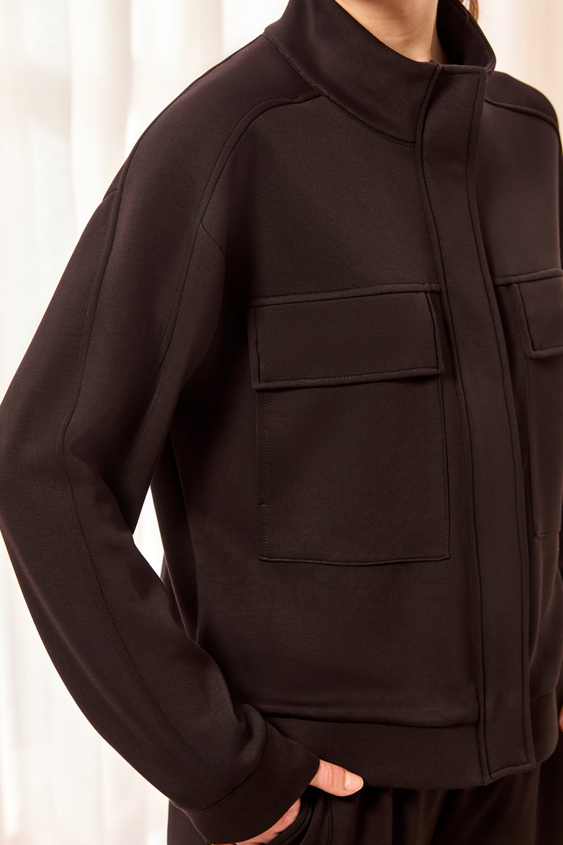 Tribal-L/S Mock Neck Cardigan W/Pockets-3145O-0002-Black - The Coach Pyramids