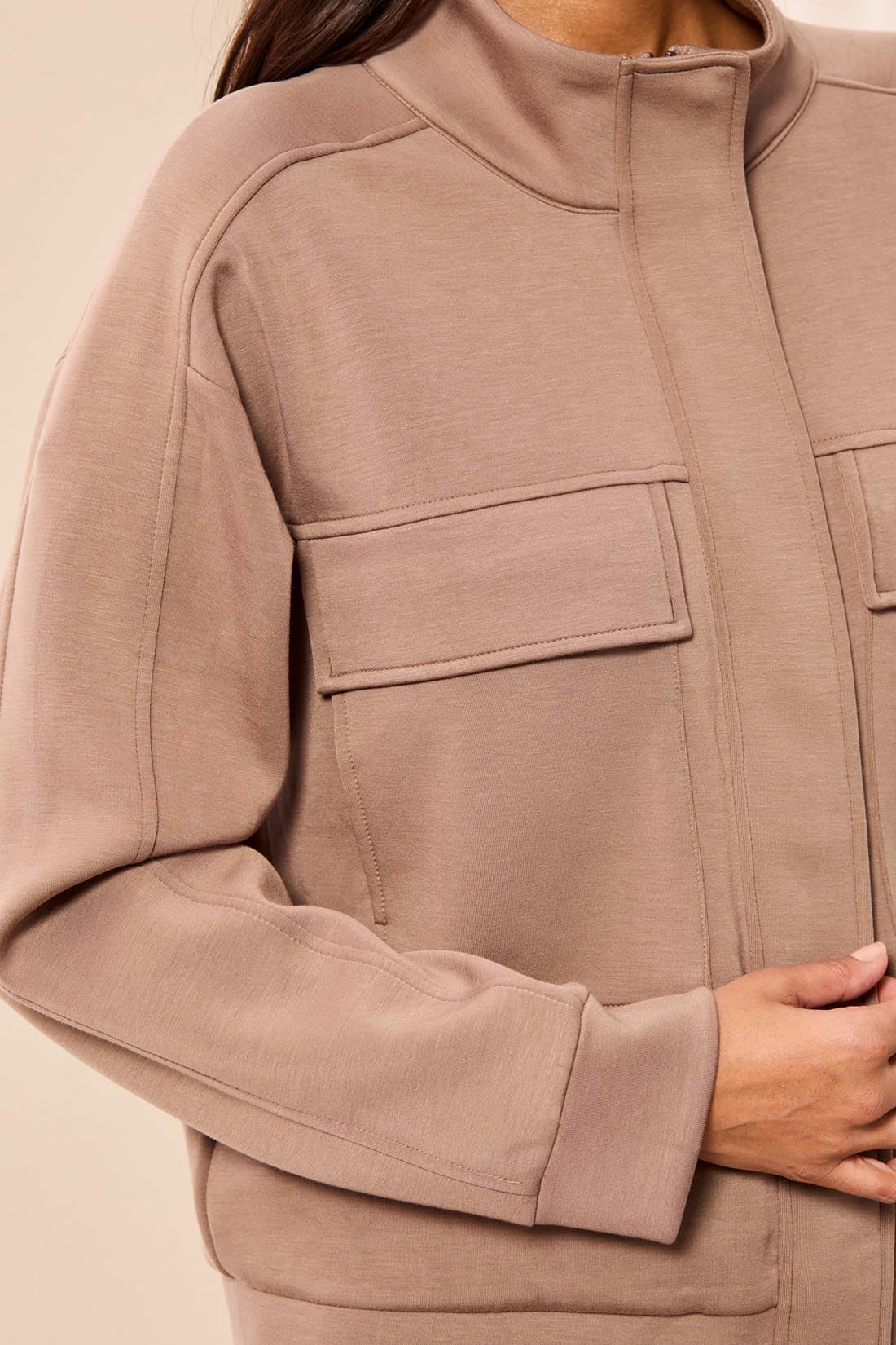 Tribal-L/S Mock Neck Cardigan W/Pockets-3145O-1921-Fossil - The Coach Pyramids