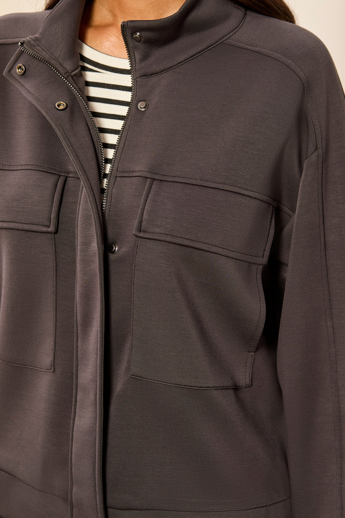 Tribal-L/S Mock Neck Cardigan W/Pockets-3145O0-3394-Tornado - The Coach Pyramids