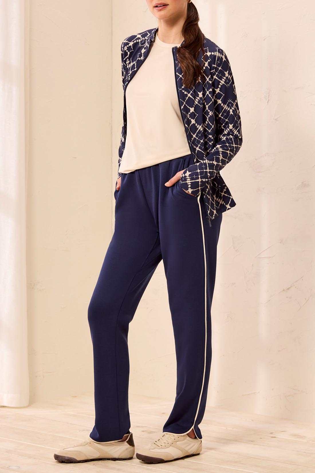 Tribal-Pull On Ankle Pant W/Pockets-3147O-3068-Jet Blue - The Coach Pyramids