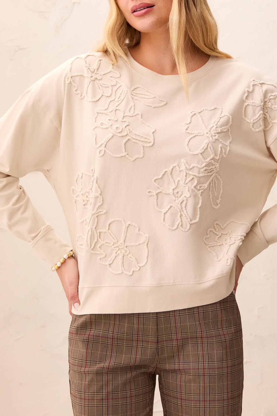 Tribal-L/S Crew Neck Top-3156O-1290-Birch - The Coach Pyramids