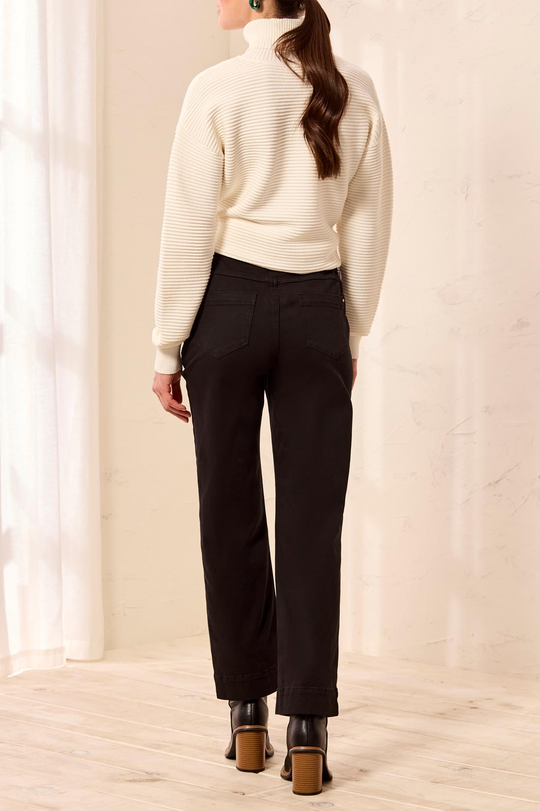 Tribal-5 Pocket Pull On Ankle Pant-3160O-0002-Black - The Coach Pyramids