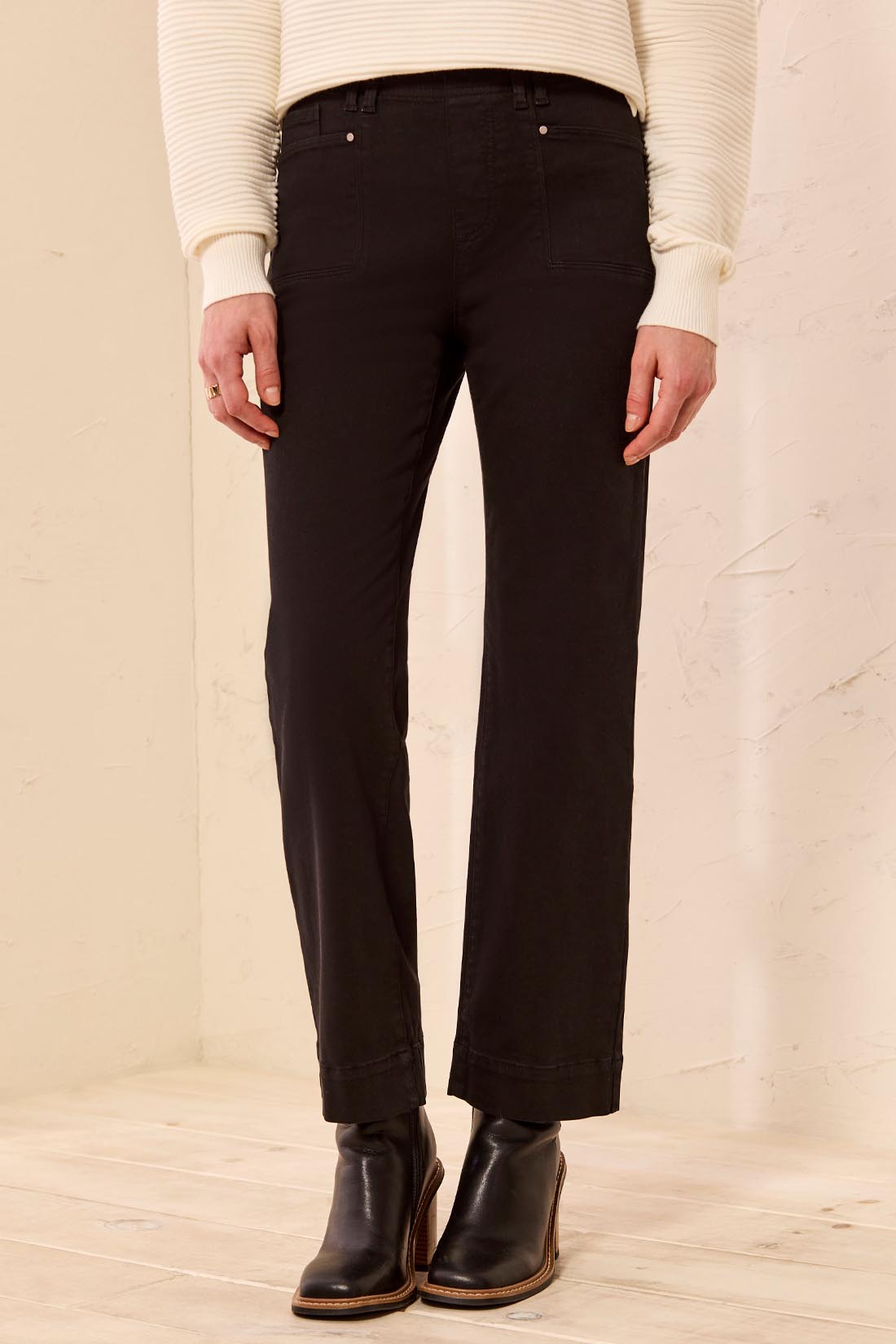 Tribal-5 Pocket Pull On Ankle Pant-3160O-0002-Black - The Coach Pyramids