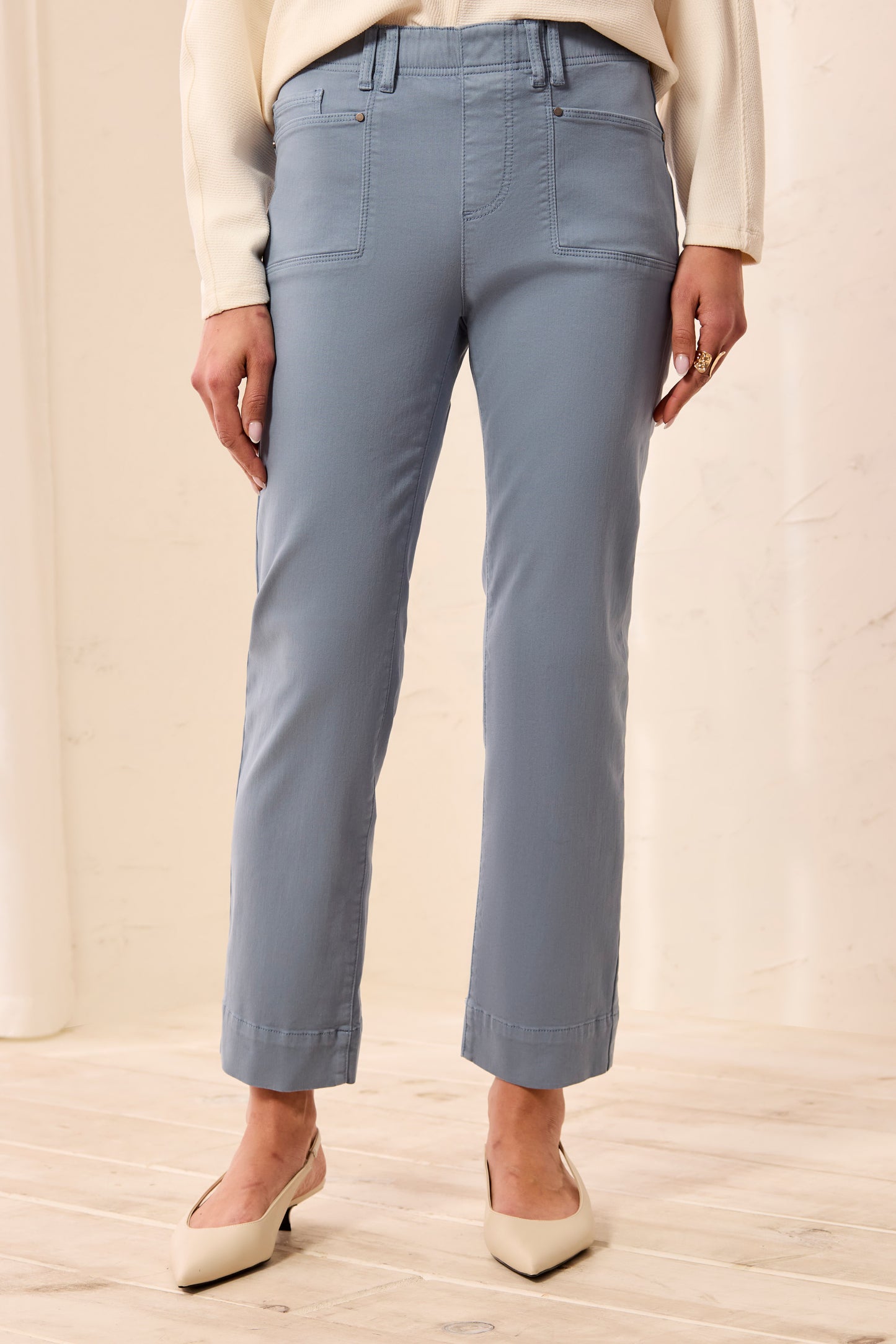 Tribal-5 Pocket Pull On Ankle Pant-3160O-1633-Blue Fog - The Coach Pyramids
