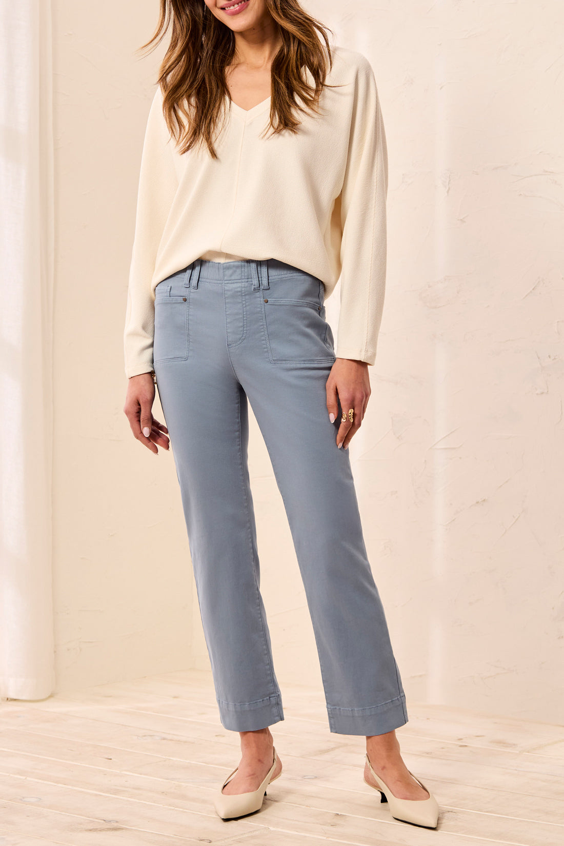 Tribal-5 Pocket Pull On Ankle Pant-3160O-1633-Blue Fog - The Coach Pyramids