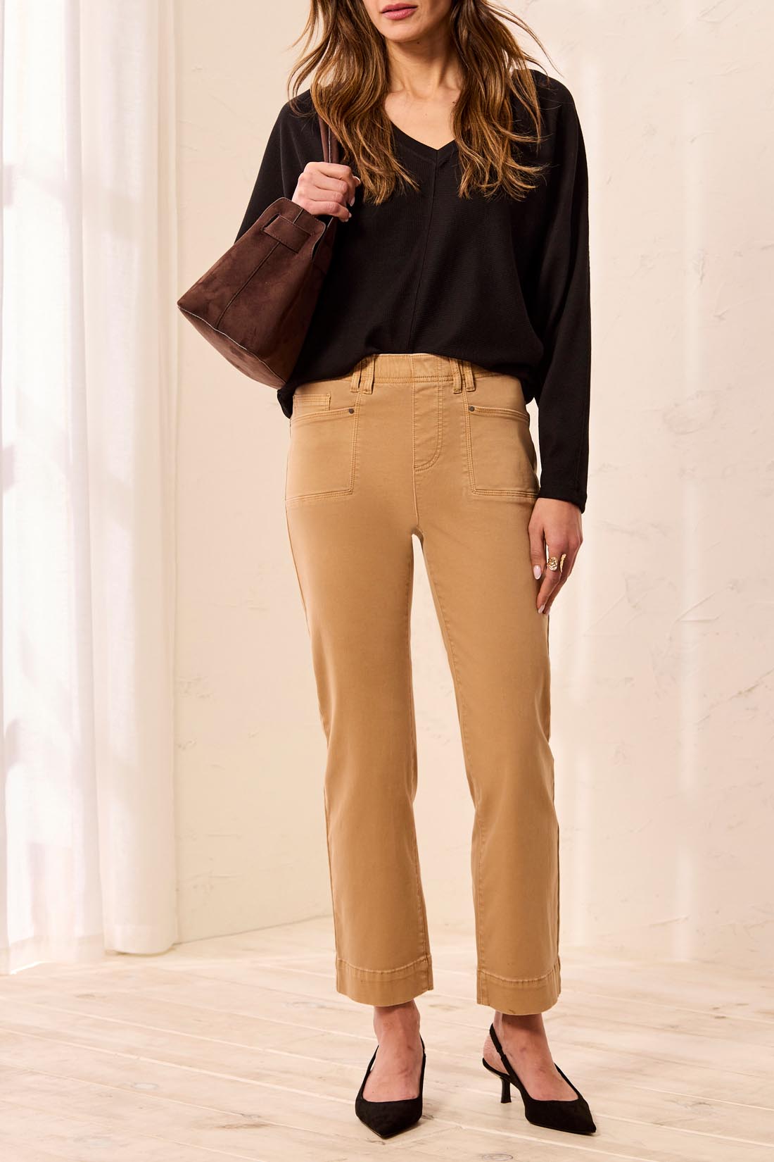 Tribal-5 Pocket Pull On Ankle Pant-3160O-1855-Sesame - The Coach Pyramids