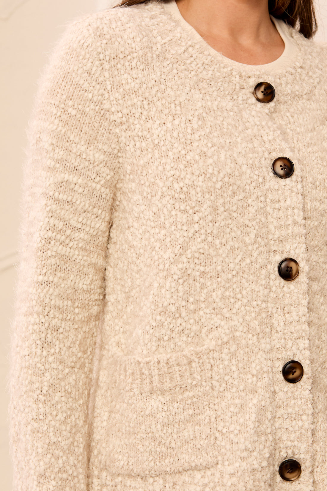 Tribal-L/S Crew Neck Sweater Cardigan W/Pockets-3163O-1290-Birch - The Coach Pyramids