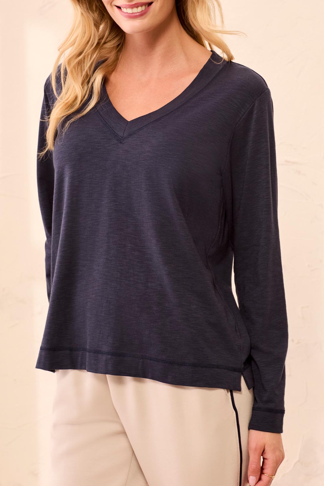 Tribal-L/S V Neck Top-3169O-0805-Sapphire - The Coach Pyramids