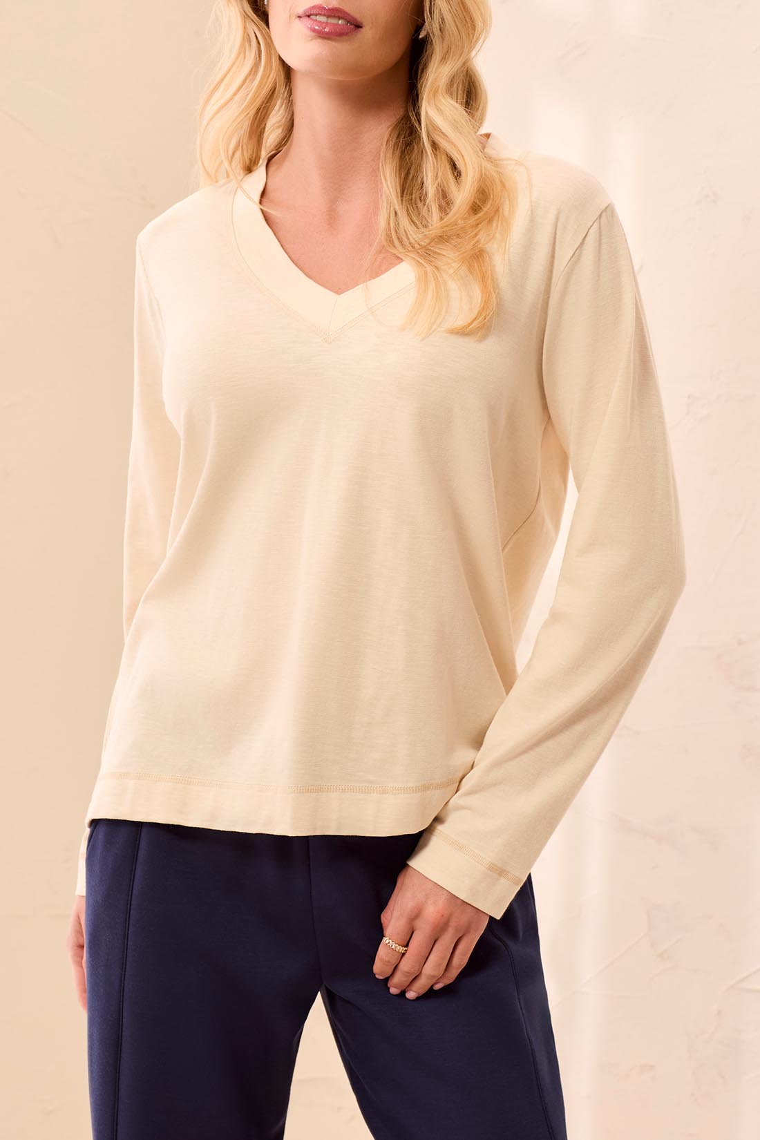 Tribal-L/S V Neck Top-3169O-3111-Moonstone - The Coach Pyramids