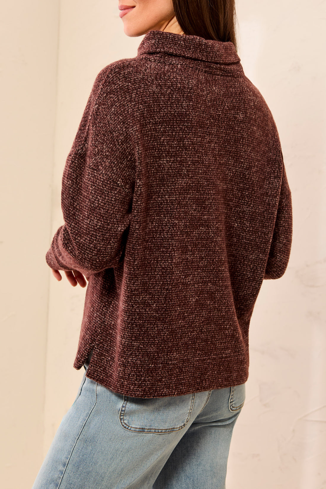 Tribal-L/S Funnel Neck Top-3170O-3388-Hickory - The Coach Pyramids