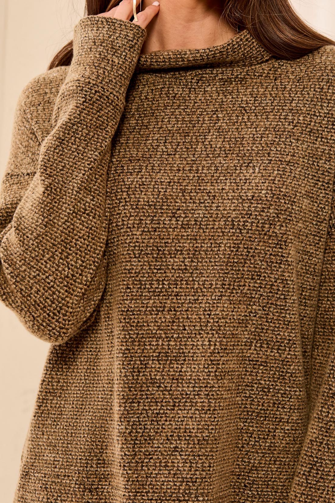 Tribal-L/S Funnel Neck Top-3170O-3390-Dull Gold - The Coach Pyramids