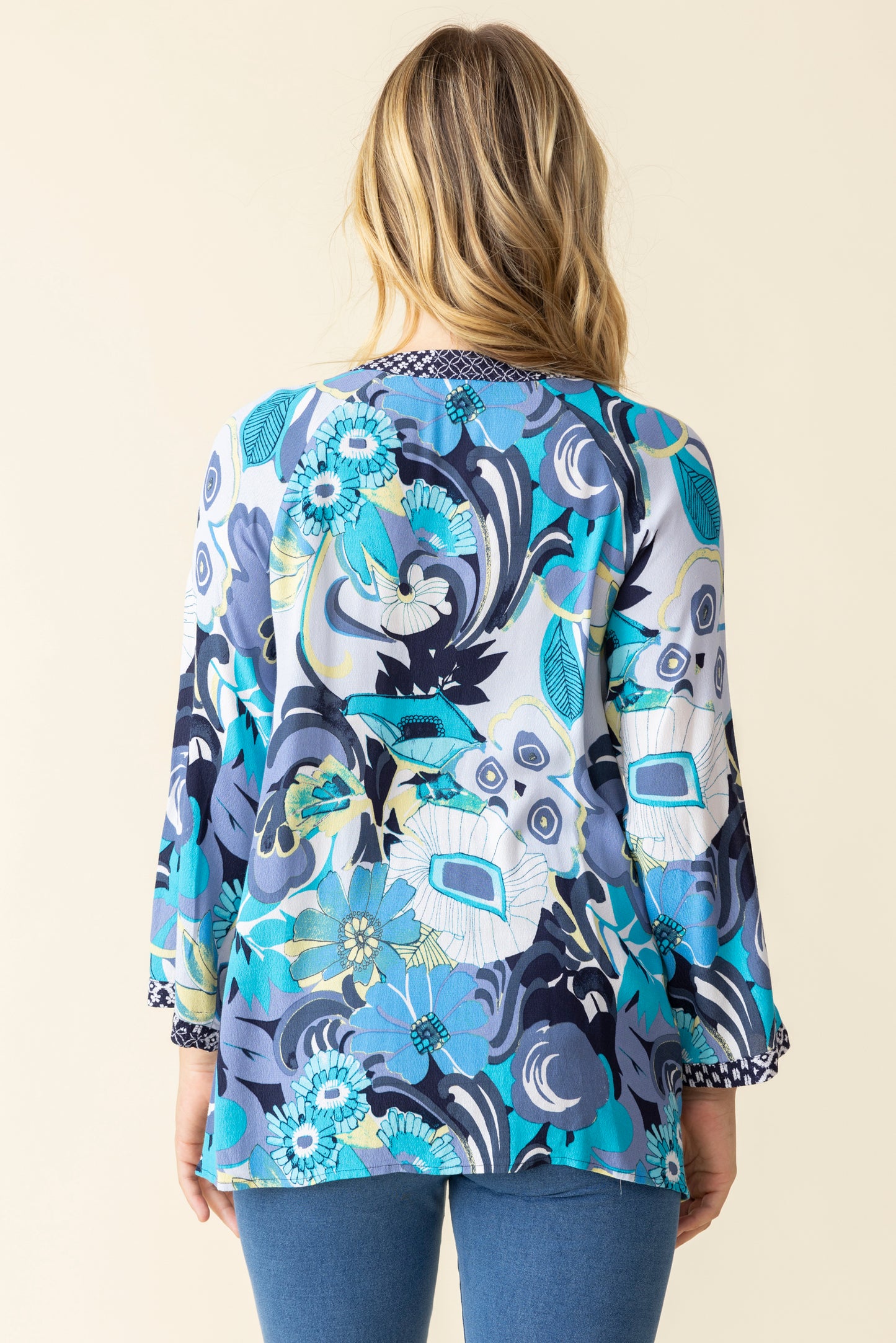 Habitat Spring/Summer 2025-H31723S5-Mandarin Collar Shirt Mix-Indigo - The Coach Pyramids