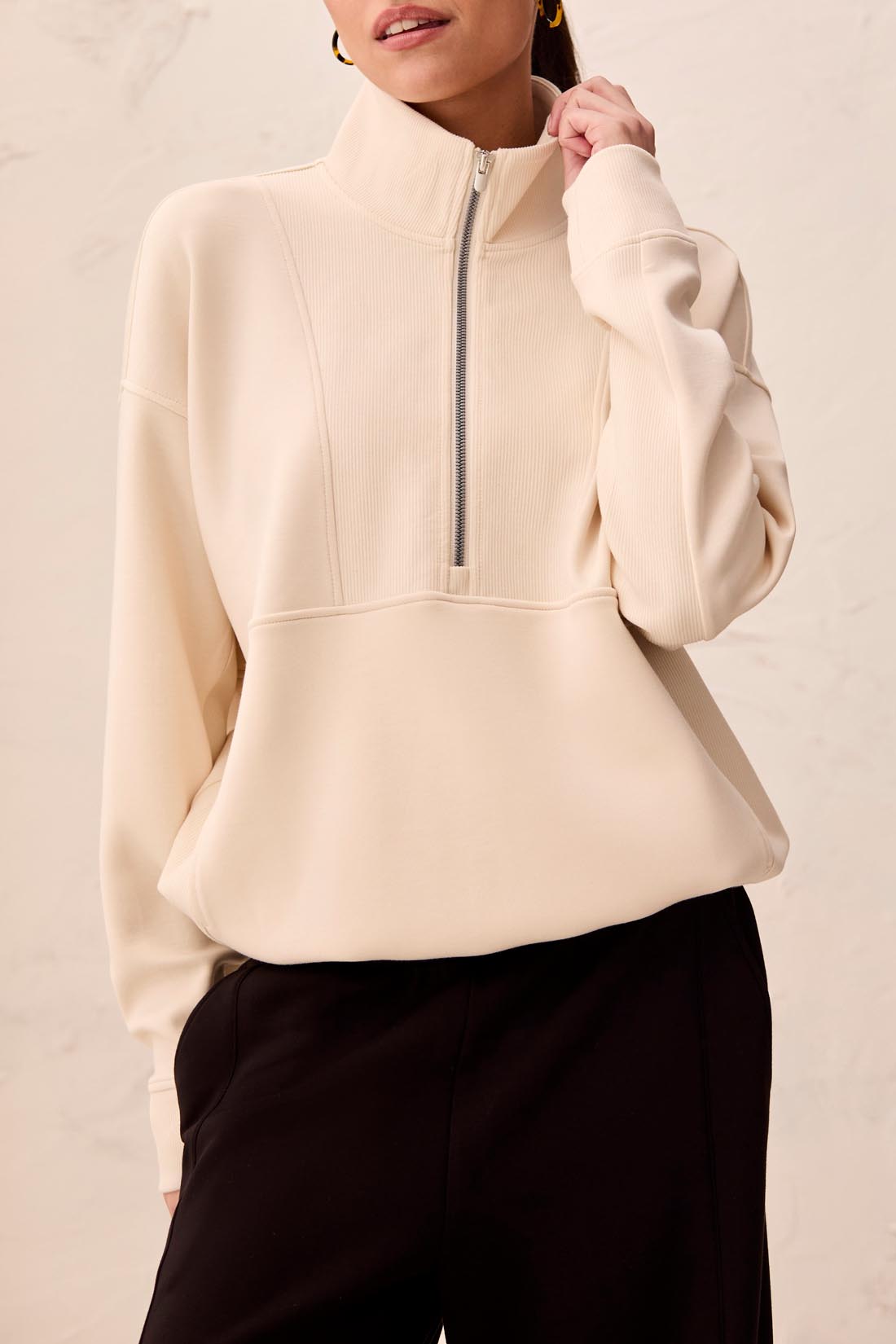 Tribal-Mock Neck Top W/Zipper-3188O-3111-Moonstone - The Coach Pyramids