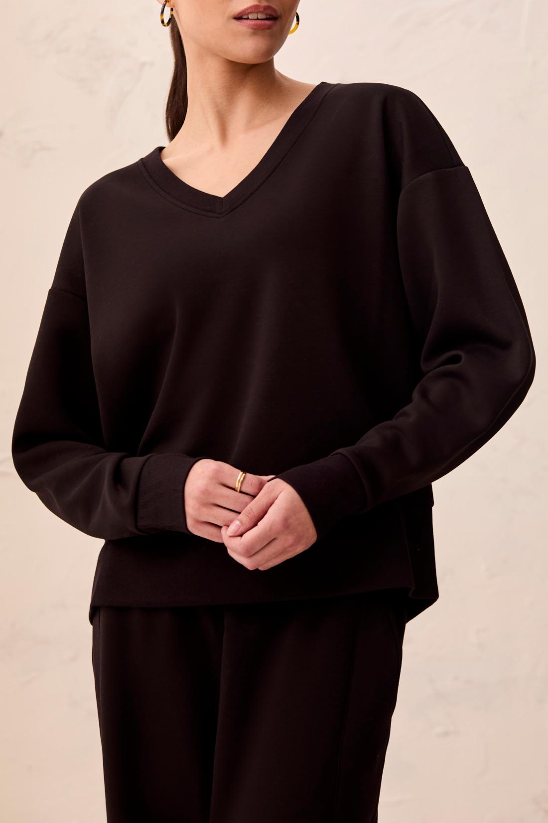 Tribal-L/S V Neck Top-3202O-0002-Black - The Coach Pyramids