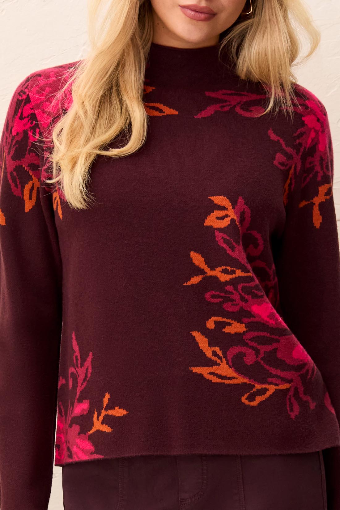 Tribal-L/S Funnel Neck Sweater-3227O-0759-Fudge - The Coach Pyramids