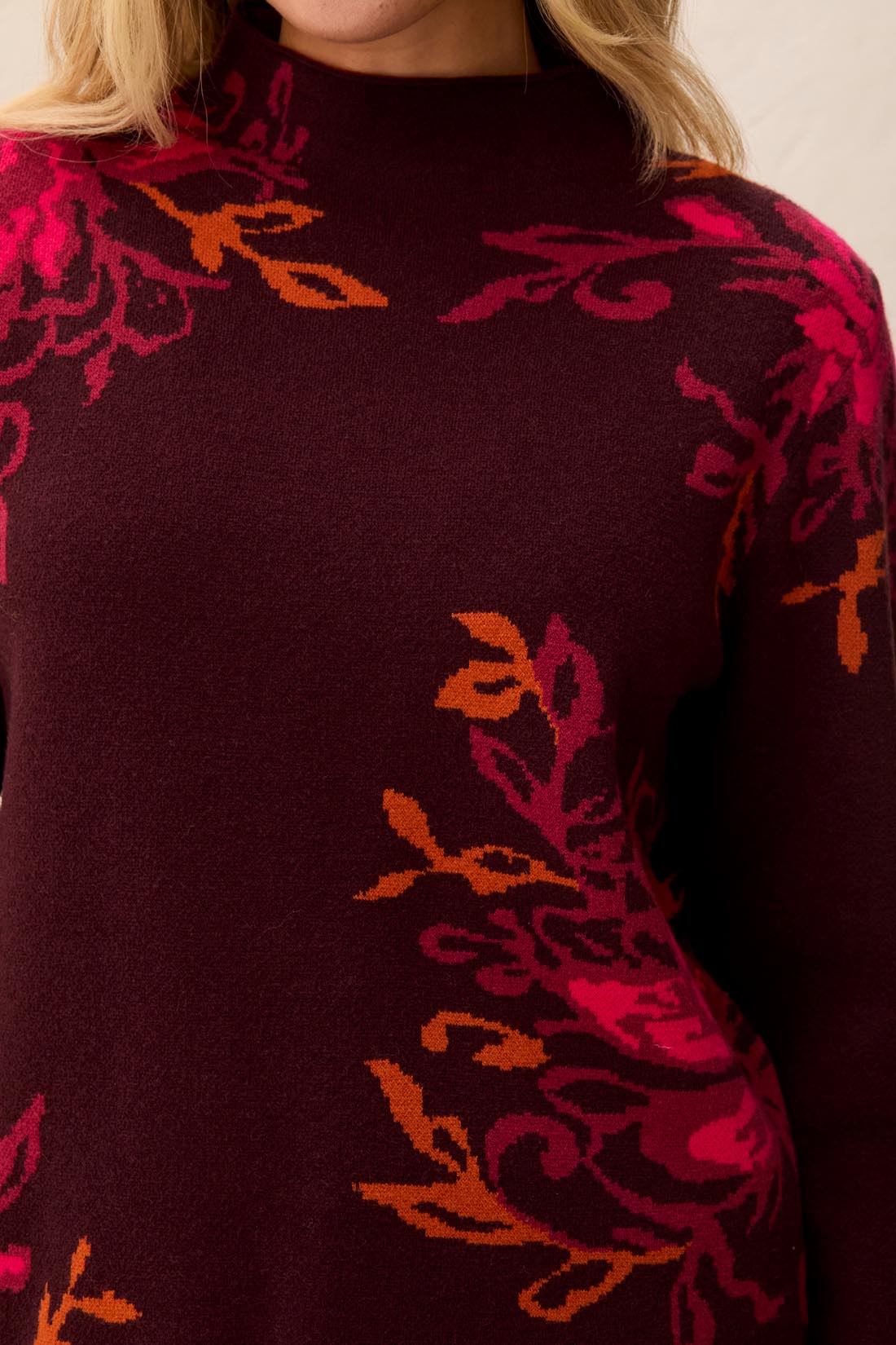 Tribal-L/S Funnel Neck Sweater-3227O-0759-Fudge - The Coach Pyramids