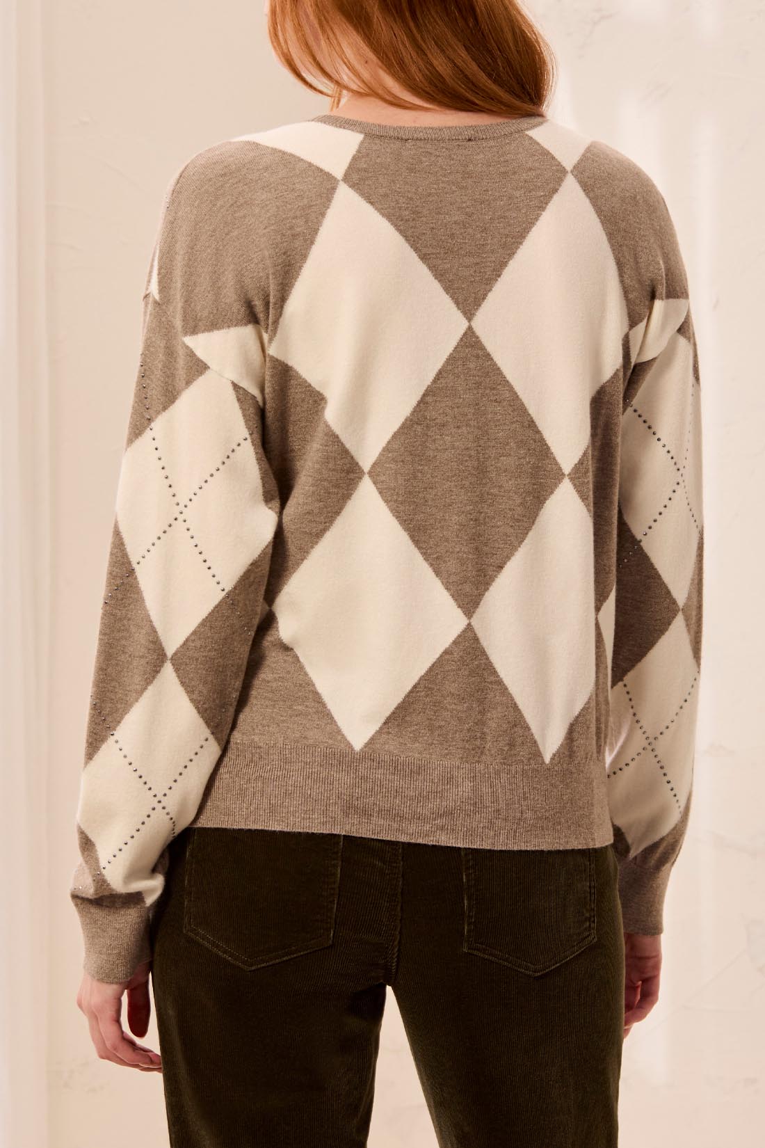 Tribal-L/S Crew Neck Sweater W/Studs Detail-3251O-0052-Oatmeal - The Coach Pyramids