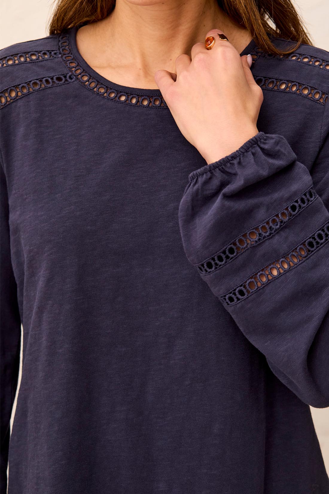 Tribal-L/S Crew Neck Top W/Special Tape-3252O-0805-Sapphire - The Coach Pyramids