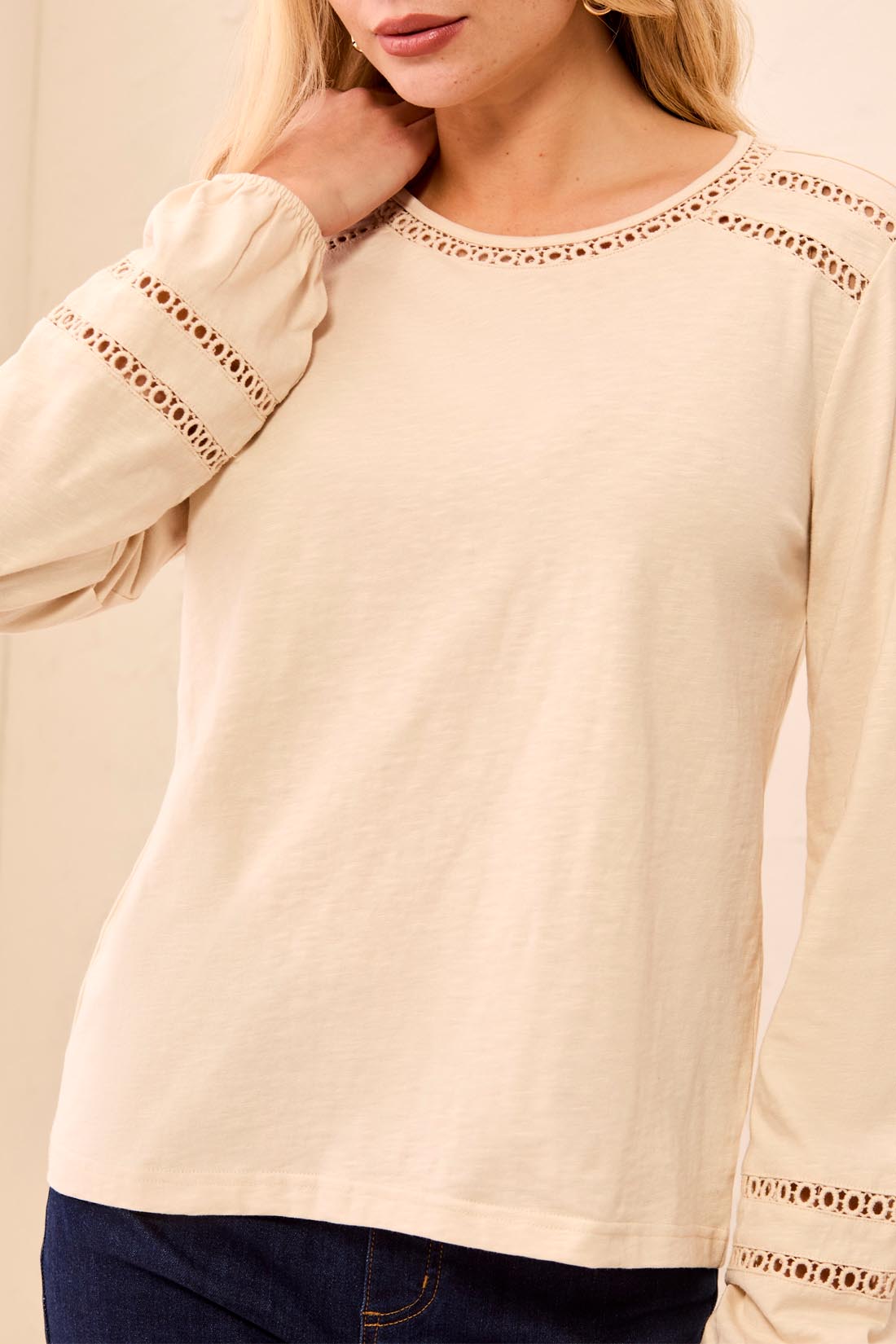 Tribal-L/S Crew Neck Top W/Special Tape-3252O-3111-Moonstone - The Coach Pyramids