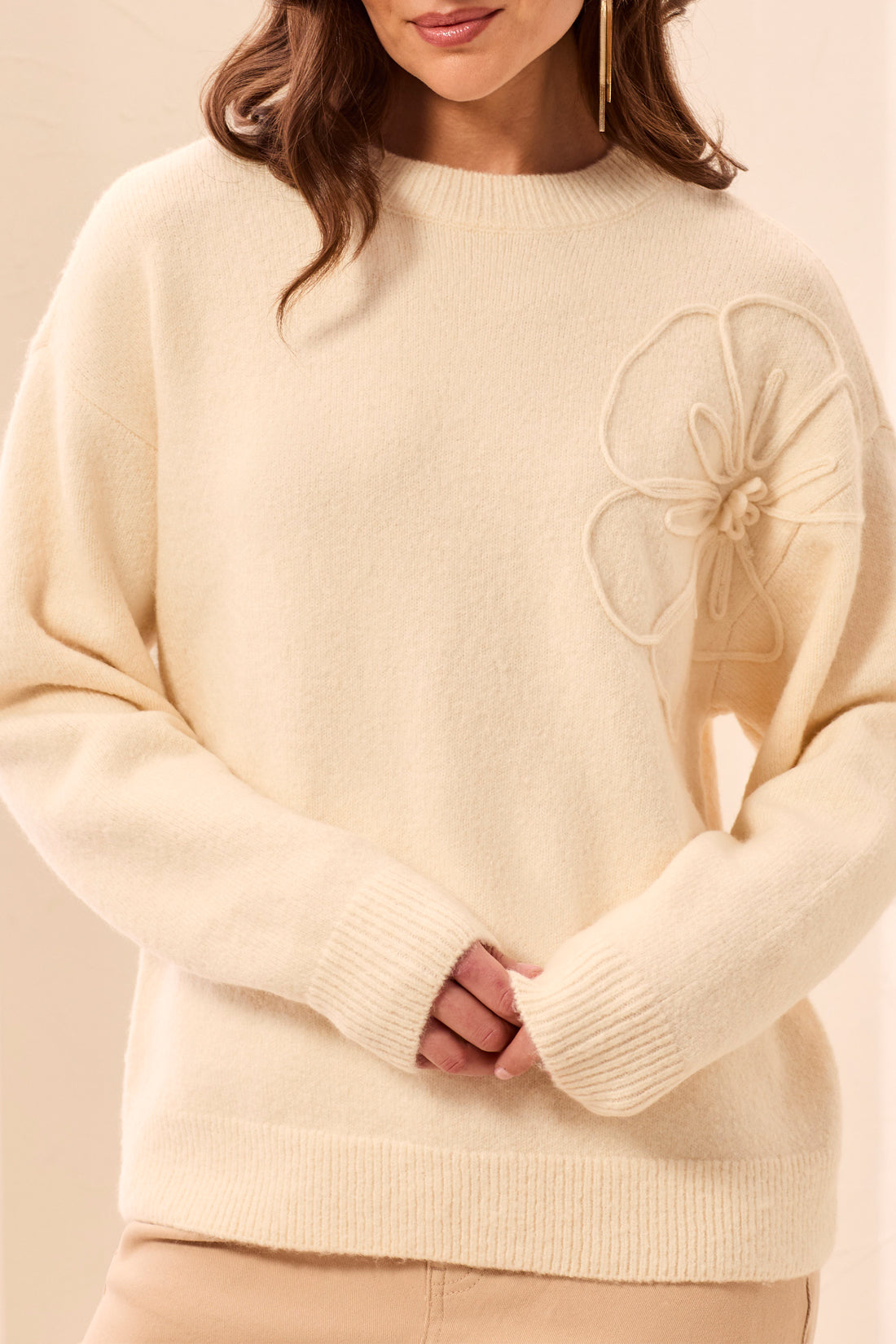 Tribal-L/S Mock Neck Sweater W/Embroidery-3261O-3111-Moonstone - The Coach Pyramids