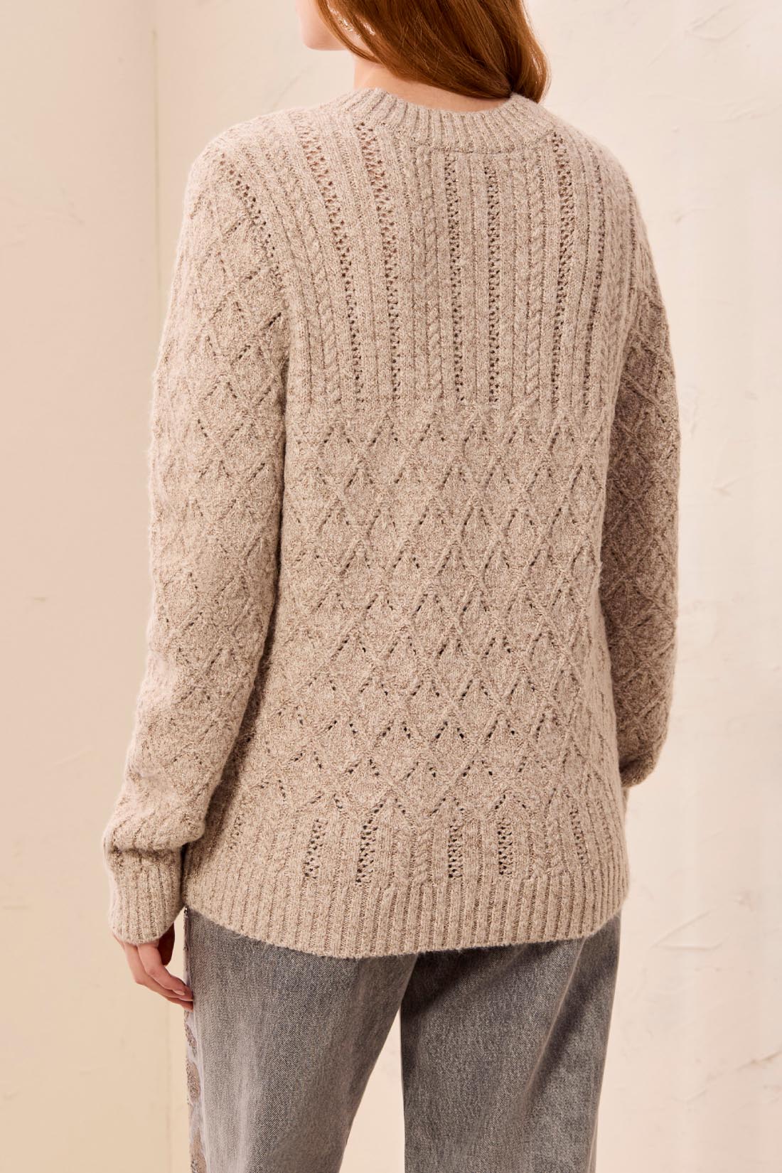 Tribal-L/S Crew Neck Sweater W/Cables Detail-3265O-0238-Copper - The Coach Pyramids