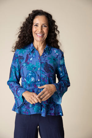 Habitat Fall 2024-H34220-Flounce Shirt-Cobalt