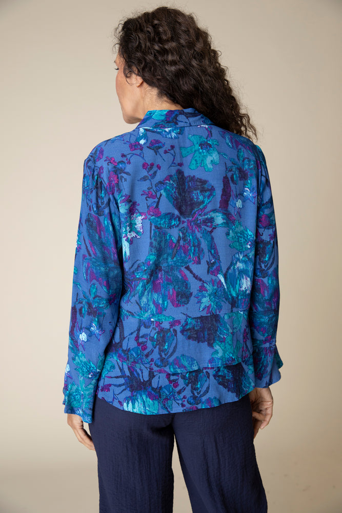 Habitat Fall 2024-H34220-Flounce Shirt-Cobalt