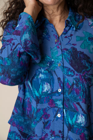 Habitat Fall 2024-H34220-Flounce Shirt-Cobalt