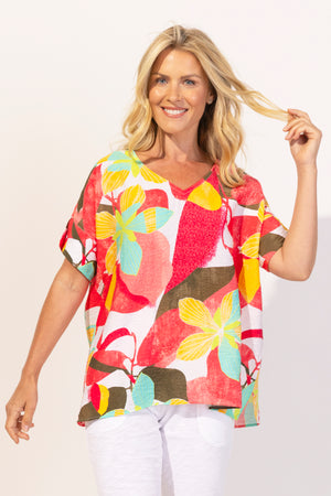 Habitat Escape Spring/Summer 2025-E35518-Vacay Top Tropical Floral-Maui