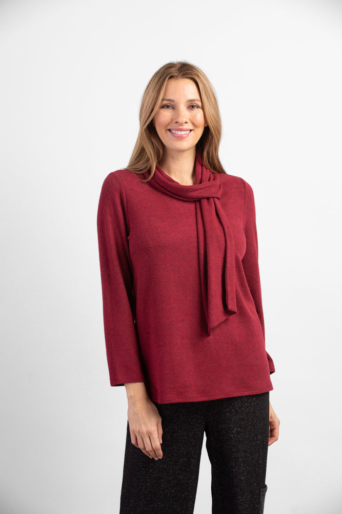 Habitat Fall/Winter 2023-H35880-Tie Neck Pullover-Cranberry - The Coach Pyramids