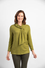 Habitat Fall/Winter 2023-H35880-Tie Neck Pullover-Moss - The Coach Pyramids