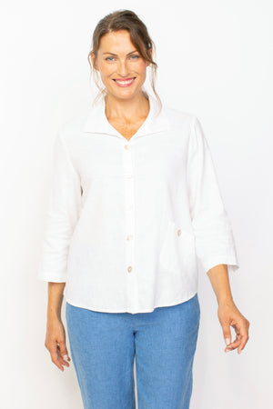 Habitat Spring 2024-H41535- Pleat Back Pocket Shirt-White - The Coach Pyramids