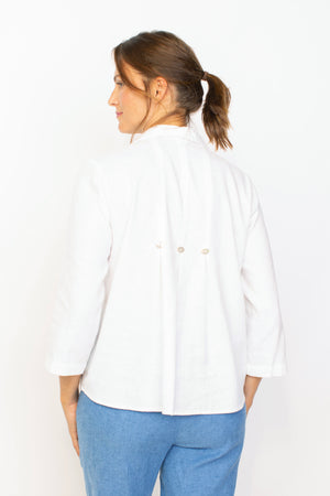 Habitat Spring 2024-H41535- Pleat Back Pocket Shirt-White - The Coach Pyramids