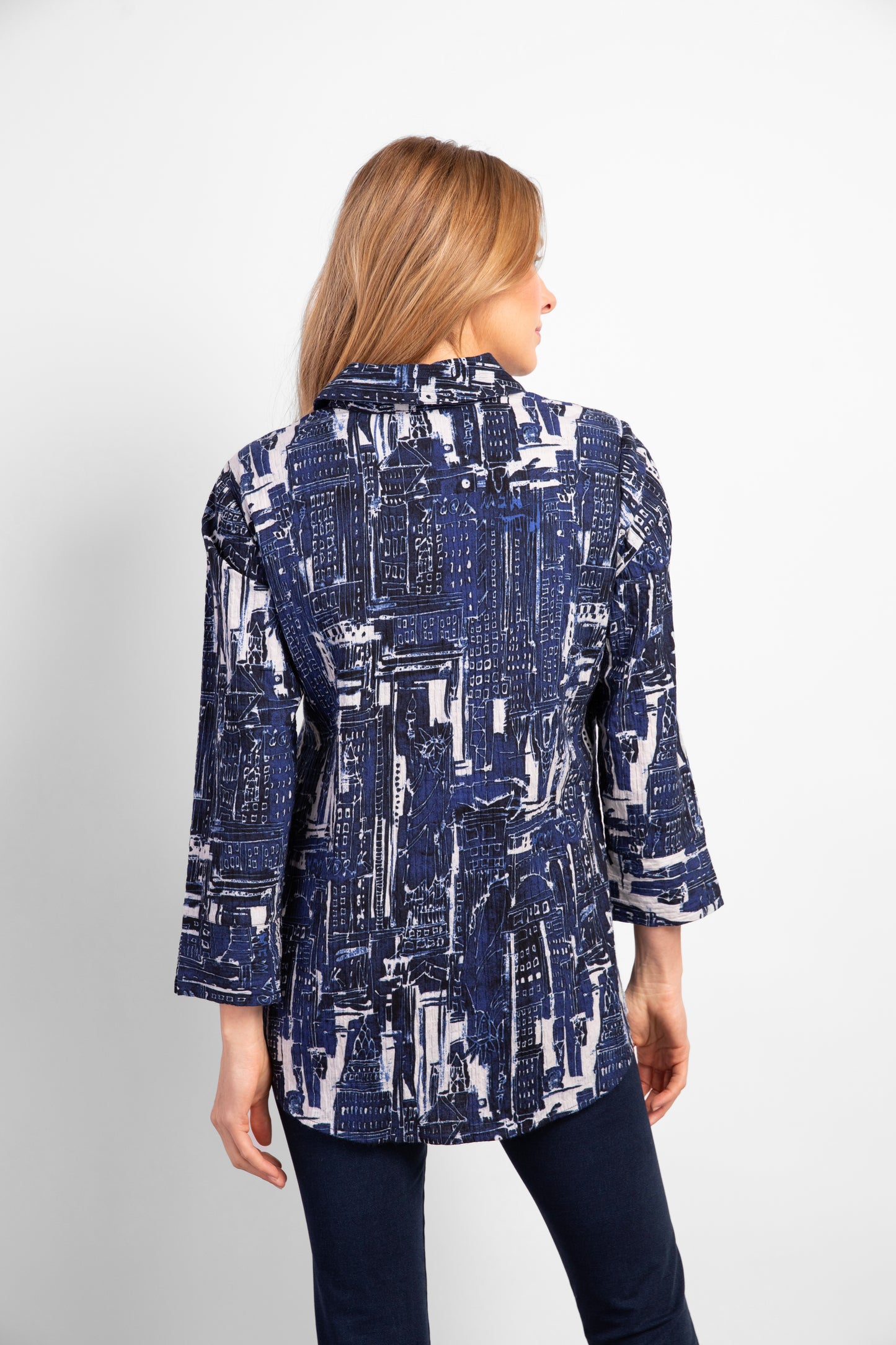Habitat Fall/Winter 2023-H42421-Shaped Shirt -Blue Print - The Coach Pyramids