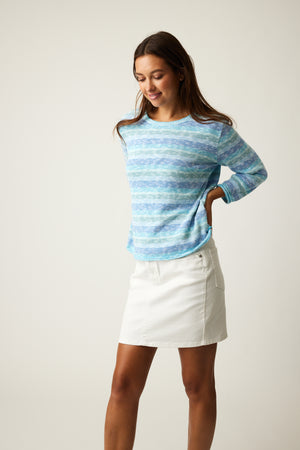 Parkhurst-Spring 2024-87303-Multi Color Sweater-White Seaside Blue - The Coach Pyramids