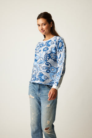 Parkhurst-Spring 2024-74903-Floral Sweater-Denim Combo - The Coach Pyramids