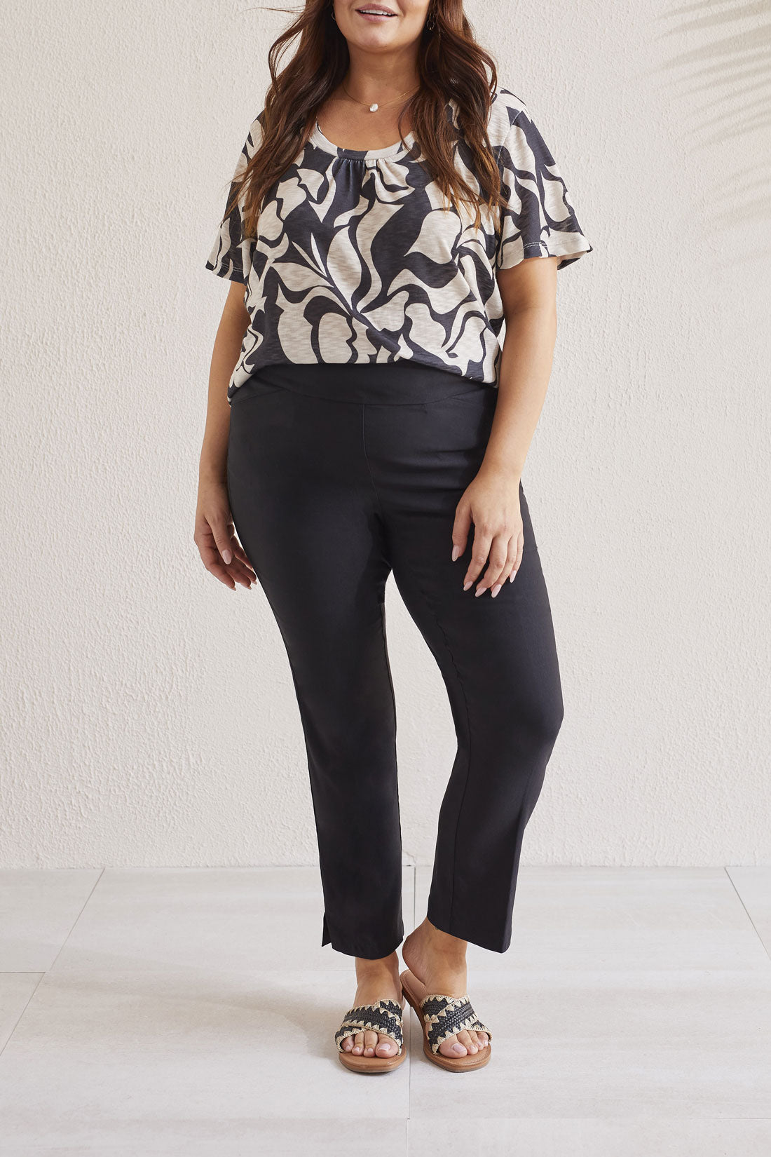Tribal  Spring/Summer 2024-4824V-2485-Pull On Pant-Black - The Coach Pyramids